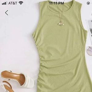 Sage green dress with tie on side